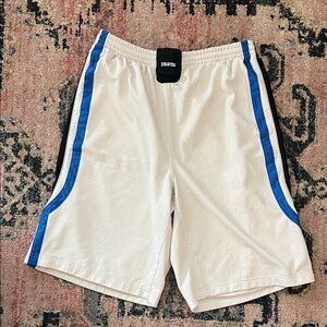 STARTER Vintage White Mesh Shorts with Blue Trim